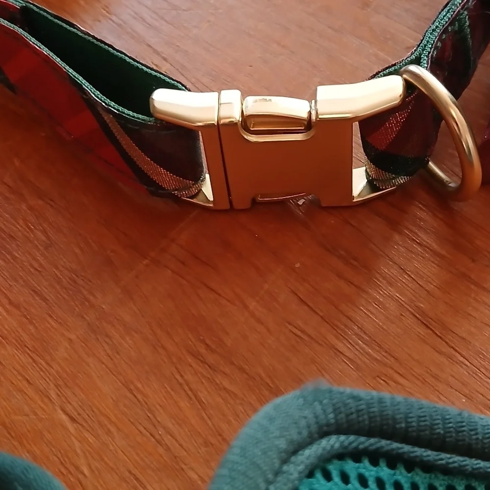Dog Holiday Green Velvet Jacket With Plaid Bow Tie.